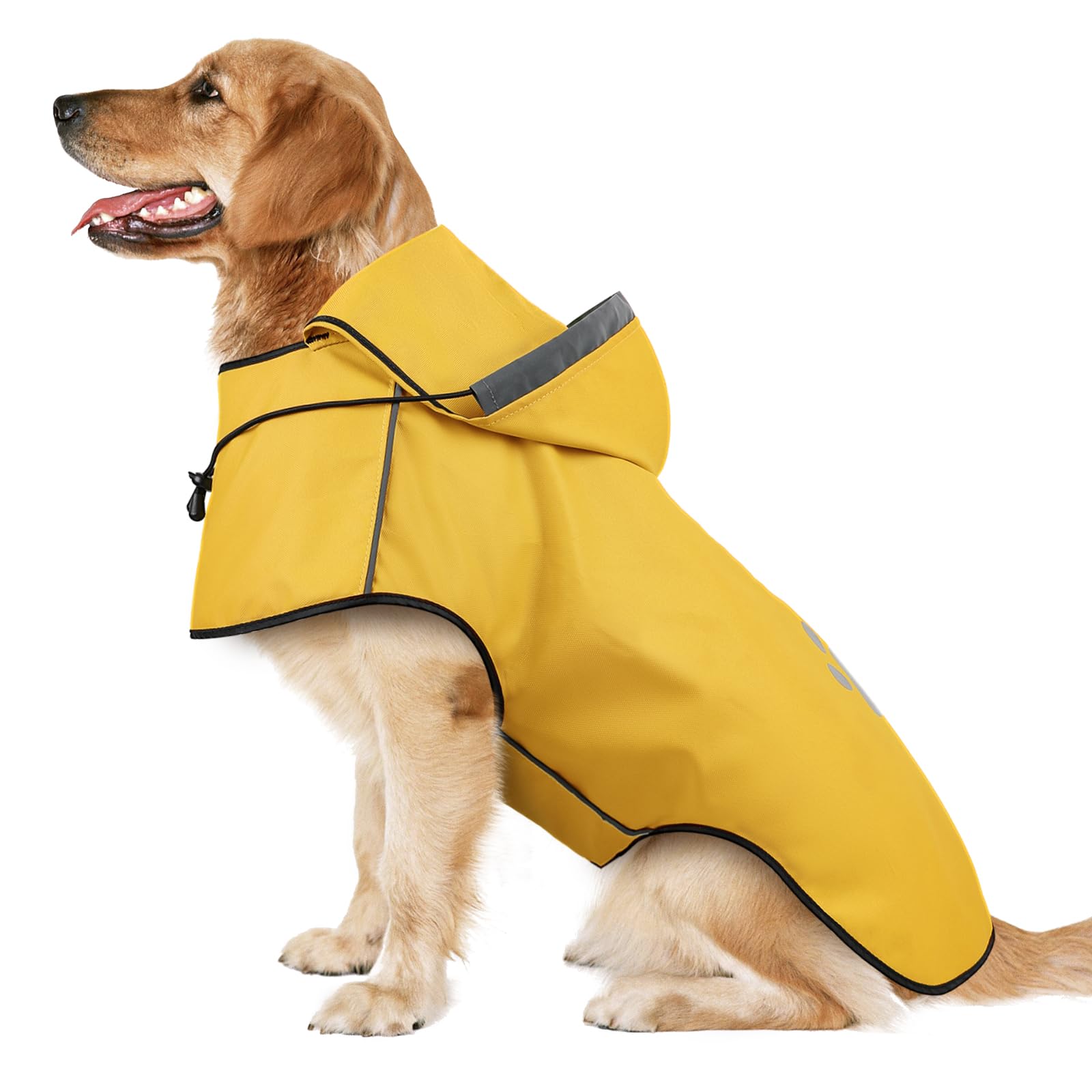 Hunderegenmantel DQGHQME XL wasserdicht mit Kapuze & reflektierend – Regenjacke für alle Hunderassen