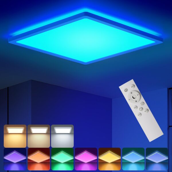 BLNAN 24W RGB LED Deckenleuchte Dimmbar – Moderne Panelleuchte mit Fernbedienung für jeden Raum