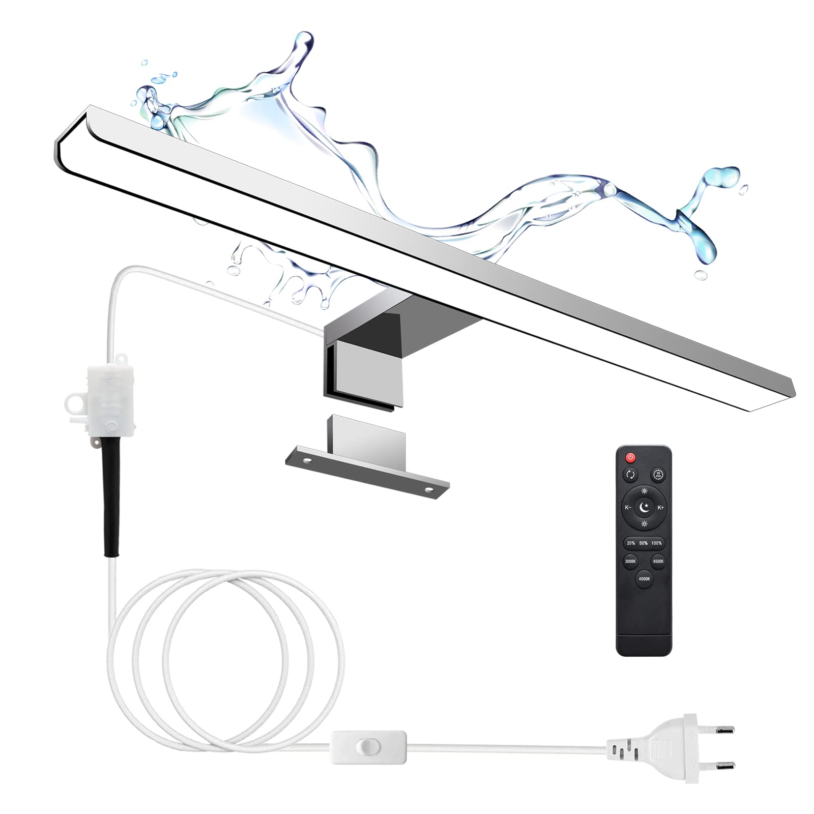 KYOTECH LED Spiegelleuchte 400mm 12W 800LM – Dimmbar mit Fernbedienung & IP44 Wasserschutz