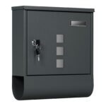 WOLTU Wandbriefkasten mit Zeitungsfach & Schloss – Anthrazit, 30,5x33,5 cm