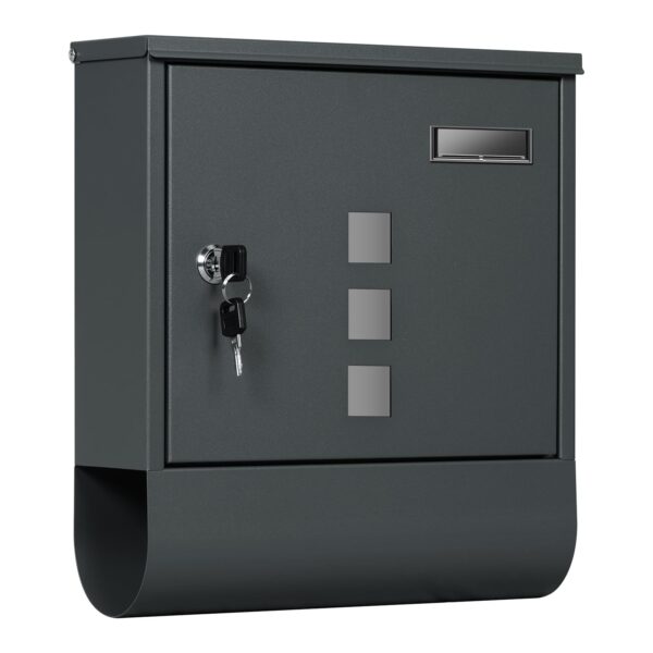 WOLTU Wandbriefkasten mit Zeitungsfach & Schloss – Anthrazit, 30,5x33,5 cm