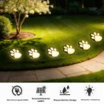 Dhqkqg 6er Set Solar Bodenleuchten mit Pfotenabdruck-Design – Warmweiss Gartenbeleuchtung für Aussen – Bild 2