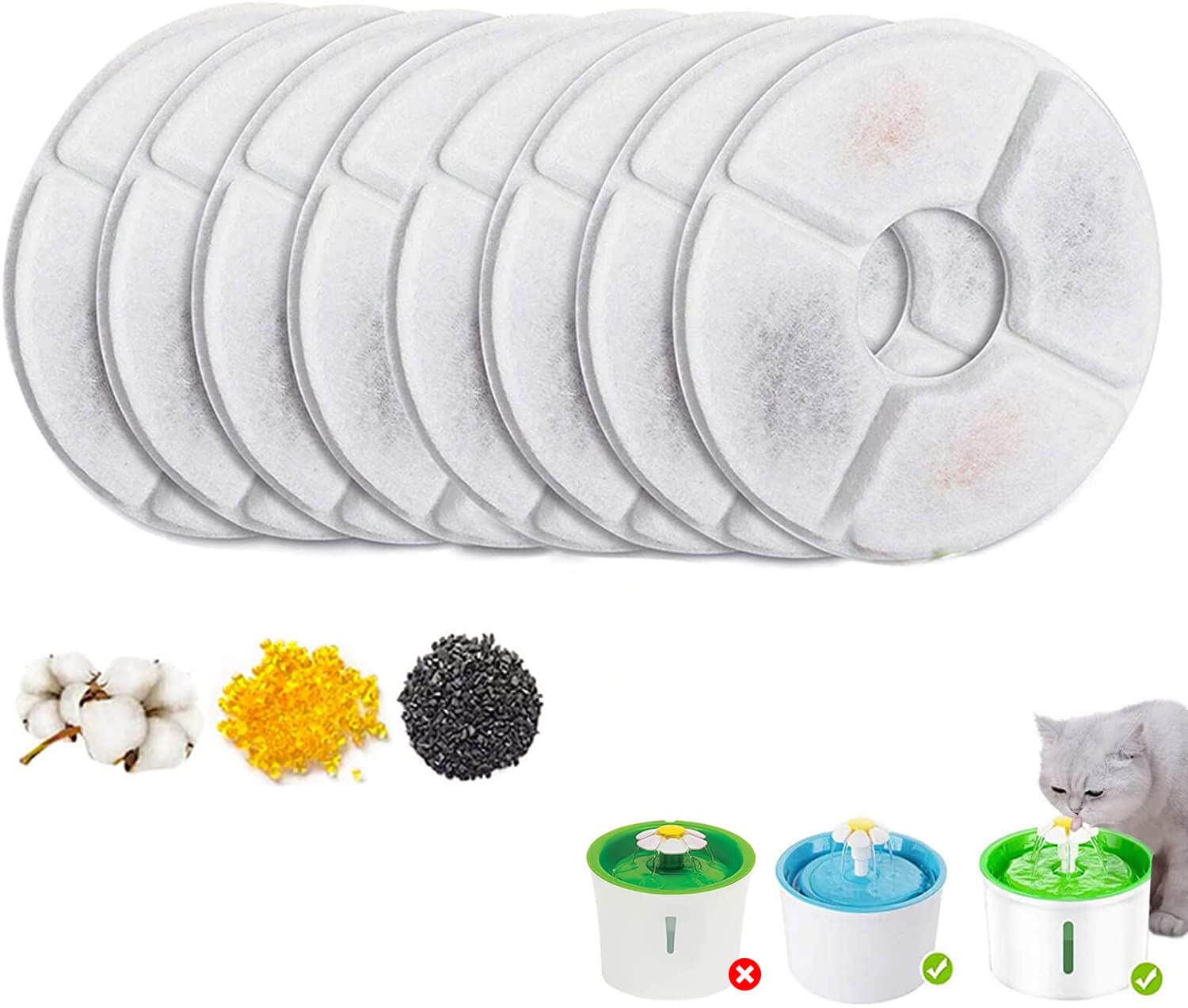 BONBELONG Katzenbrunnen Filter 8er-Set – Vierfache Filtration für sauberes Trinkwasser