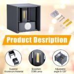 Klighten 12W LED-Aussenwandleuchte mit Bewegungsmelder – IP65 Anthrazit für Innen & Aussen – Bild 2
