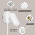 TaFiCo 2er Wandlampe GU10 mit Schalter & Stecker – 350° drehbar für Wohnzimmer & Schlafzimmer – Bild 4