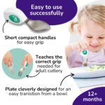 doddl 2-teiliges Besteckset für Kleinkinder – Ergonomisches Löffel- und Gabelset ab 1 Jahr, Aqua – Bild 4