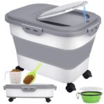 Wuciray Faltbare Hundefutter Aufbewahrungsbox mit Rollen – 7–10 kg Kapazität