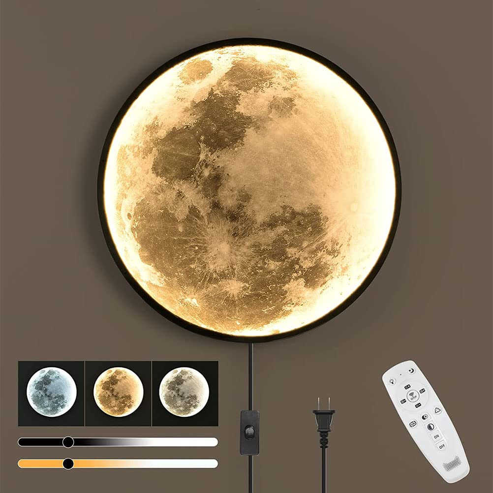LED Mond Wandleuchte 50cm dimmbar 3000K-6000K – Fernbedienung & Stecker