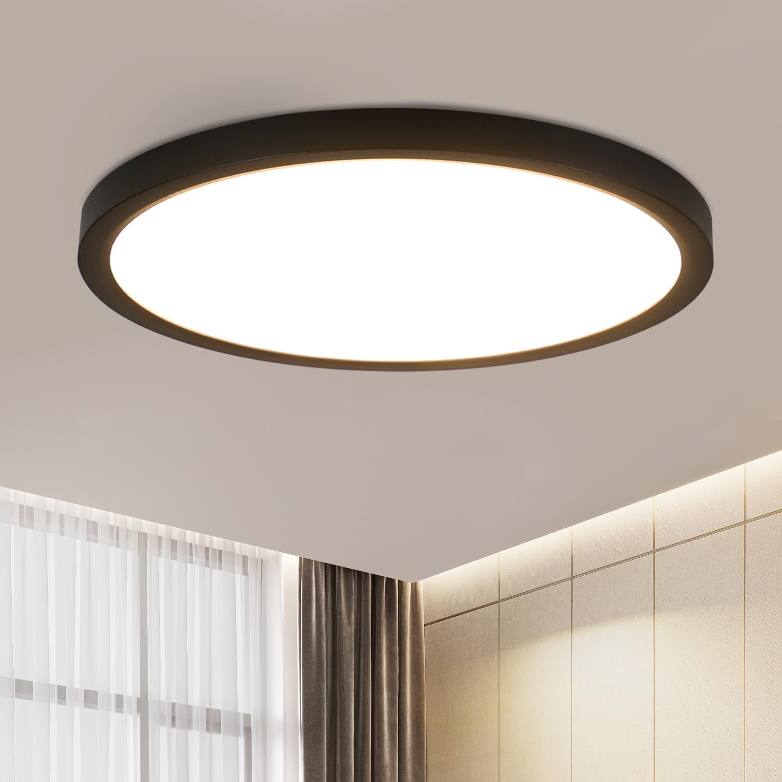 ZMH LED-Deckenleuchte Ø30cm, 24W Warmweiss 3000K – Flache Deckenlampe für Badezimmer, Küche & Schlafzimmer