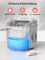 CROWNFUL Eiswürfelmaschine Tragbar – 9 Würfel in 6 Minuten, 12 kg/24h, Weiss – Bild 2