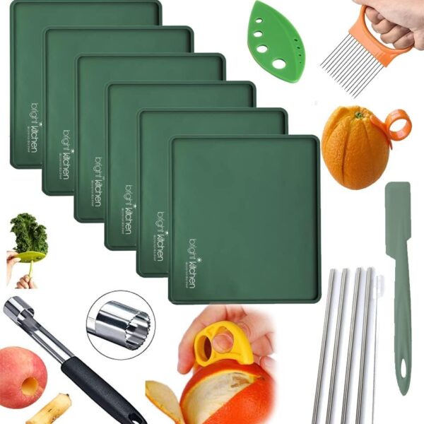 Bright Kitchen 6er Silikon Dörrmatten Set mit Zubehör – Cosori CP267-FD kompatibel