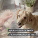 ReaVET Selbstreinigende Fellbürste für Hunde & Katzen – Langhaar Zupfbürste mit Schutznoppen – Bild 3