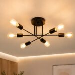 CBJKTX 6-flammige Deckenleuchte Industrial – Vintage Deckenlampe Schwarz E27