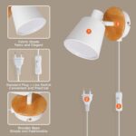 Ketom E14 Wandleuchte Weiß Rund mit Holz & Stoff – Verstellbare Vintage Wandlampe für Innen – Bild 5