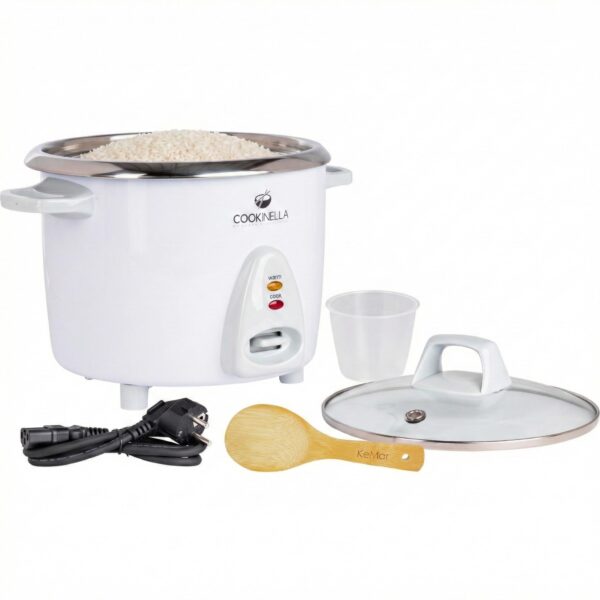 KeMar KRC-200 Reiskocher 1,4L Edelstahl – Digitaler Reiskocher mit Sensor & Warmhalte für 1-3 Personen