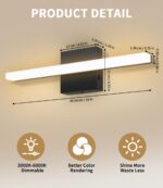 Zaxiva LED-Spiegelleuchte 40 cm – 3000-6000K Farbtemperaturregelung für Badezimmer – Bild 6