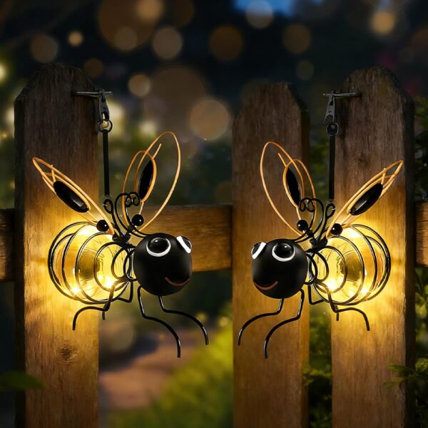 2er-Pack SKIKHN Bienen-Solarleuchten mit LED – Wetterfeste Gartendeko für Balkon & Terrasse
