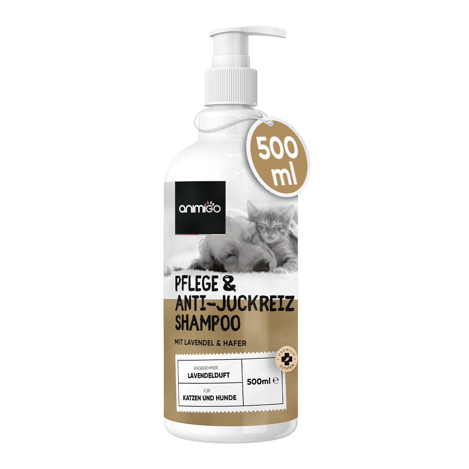 animigo Hunde- & Katzenshampoo 500 ml mit Kokos & Aloe Vera – Sanfte Fellpflege für alle Rassen