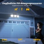 OUSFOT Solarleuchte mit Bewegungsmelder 180 LED – 360° Weitwinkel IP65 wasserdicht – Bild 3
