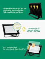 Aigostar LED-Flutlicht 70W 6300lm Kaltweiss IP65 – Wasserdichter Aussenstrahler für Garten & Hof – Bild 3