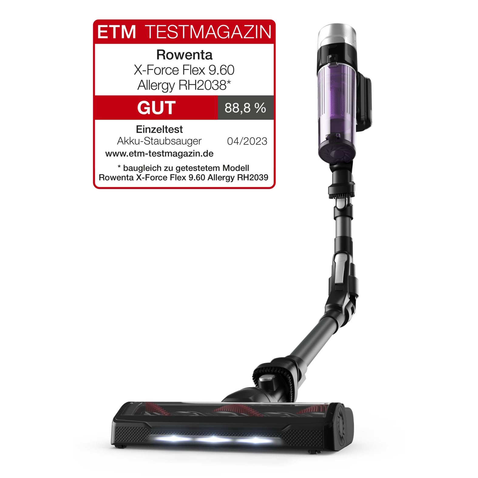 Rowenta X-Force Flex 9.60 Allergy – Kabelloser Akku-Stabstaubsauger mit 100 Air Watt & 45 Min. Laufzeit