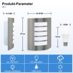 Allesgute Wandlampe E27 IP44 – Edelstahl Aussenleuchte mit LED Warmweiss für Balkon & Hauseingang – Bild 2