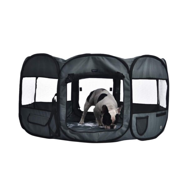 Amazon Basics Achteckiger Haustier-Laufstall 114 cm – Tragbar & Platzsparend für kleine Haustiere