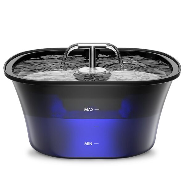 BalimoPet Katzenbrunnen 2,5L – Ultra leiser Trinkbrunnen mit Aktivkohlefilter & LED