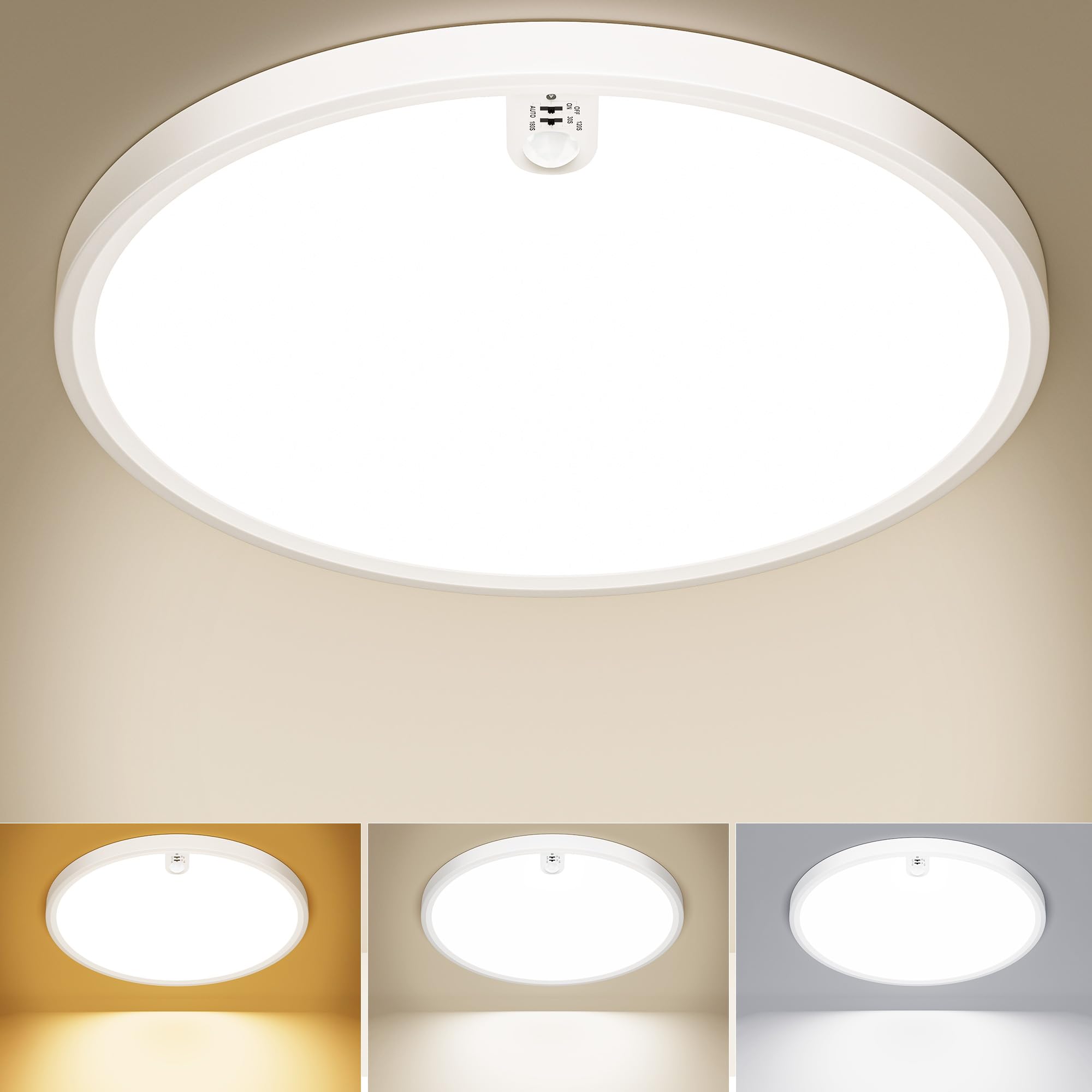 OUILA LED Deckenleuchte 18W mit Bewegungsmelder – 2000 Lumen Sensor-Deckenlampe für Innen