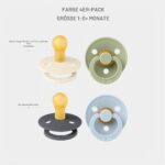 BIBS Colour Schnuller 0-6 Monate, 4er-Pack – Naturkautschuk, Dänemark, BPA-frei – Bild 4