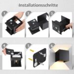 GHB 7W LED Wandleuchte Schwarz – Warmweiss IP65 mit verstellbarem Abstrahlwinkel – Bild 7