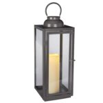 Lights4fun Metalllaterne 46 cm mit LED-Kerze & Timer – Wetterfest für Innen & Aussen – Bild 7