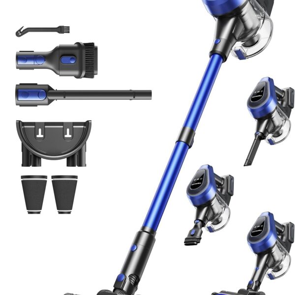Ivormentico Akku Staubsauger 550W mit 50 Min Laufzeit – Kabelloses Reinigungssystem mit 8-Schicht-Filter