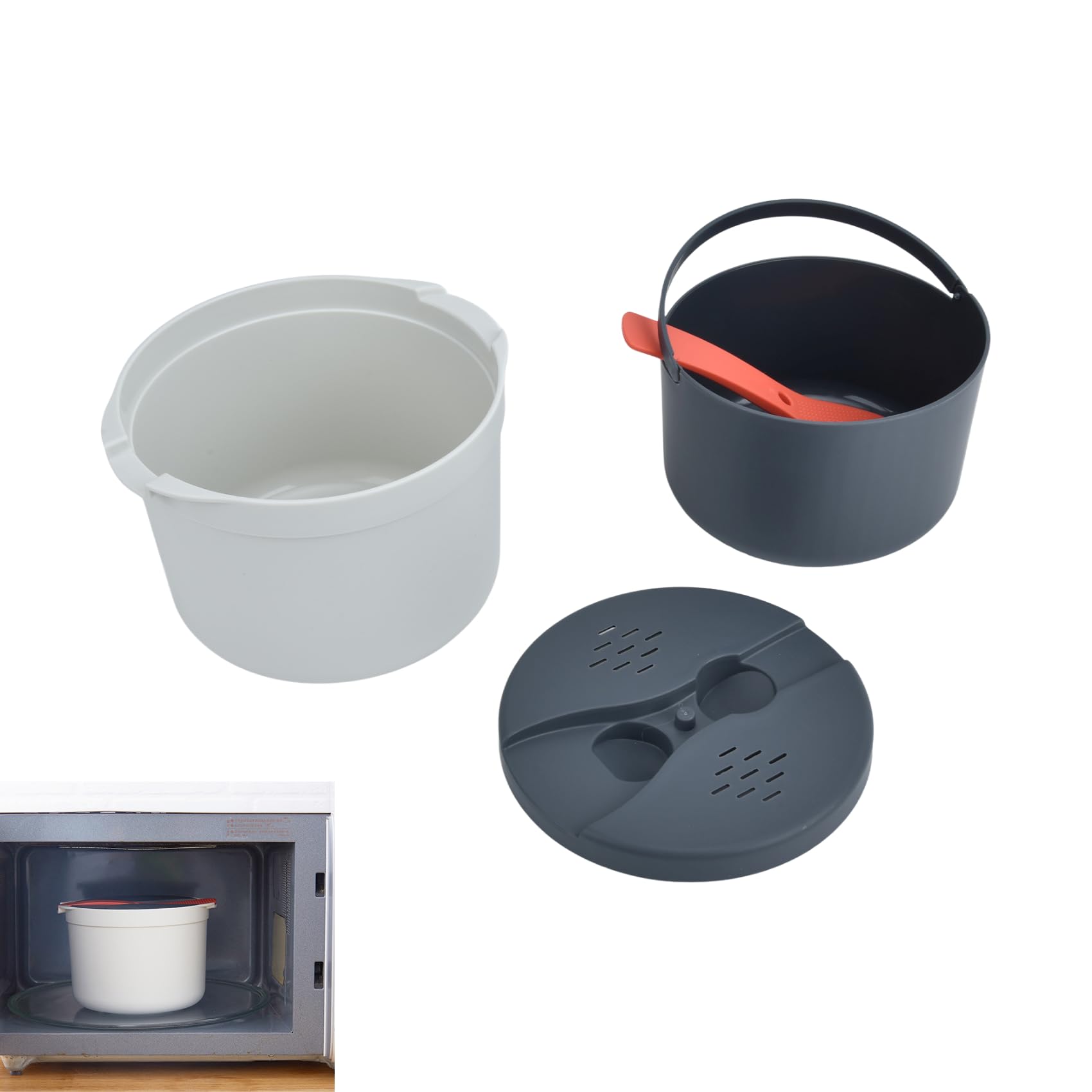 Cocoarm 2L Mikrowellen-Reiskocher-Set mit Sieb – Komplettset für Familien