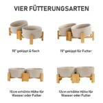 SPUNKYJUNKY Kippbarer Hundenapf Keramik 850ml – Ergonomischer Doppelnapf mit Bambus Ständer – Bild 3