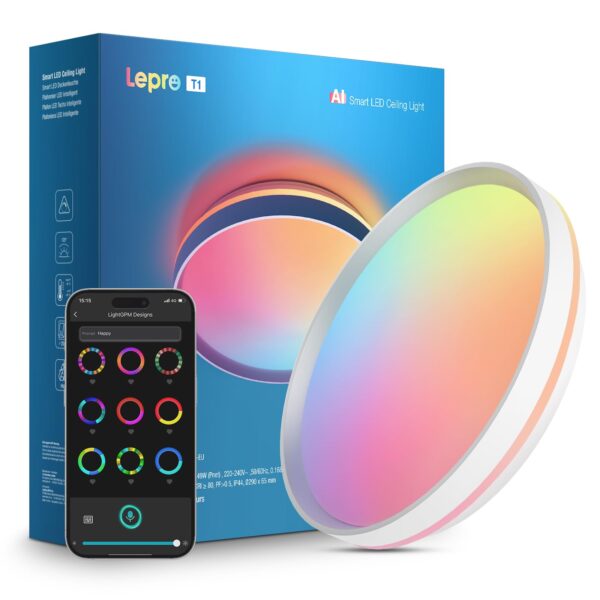 Lepro AI Smart Deckenlampe T1 – 24W, 1800lm, RGBCCT, dimmbar, IP44, WLAN