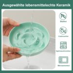 PTOBER Antischlingnapf Katze Set – 2er Keramik Fressnäpfe in Blau & Grün – Bild 5