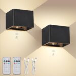 Kambo Akku-Wandleuchte mit Bewegungsmelder & Fernbedienung – 2er Set LED Wandlampen Innen