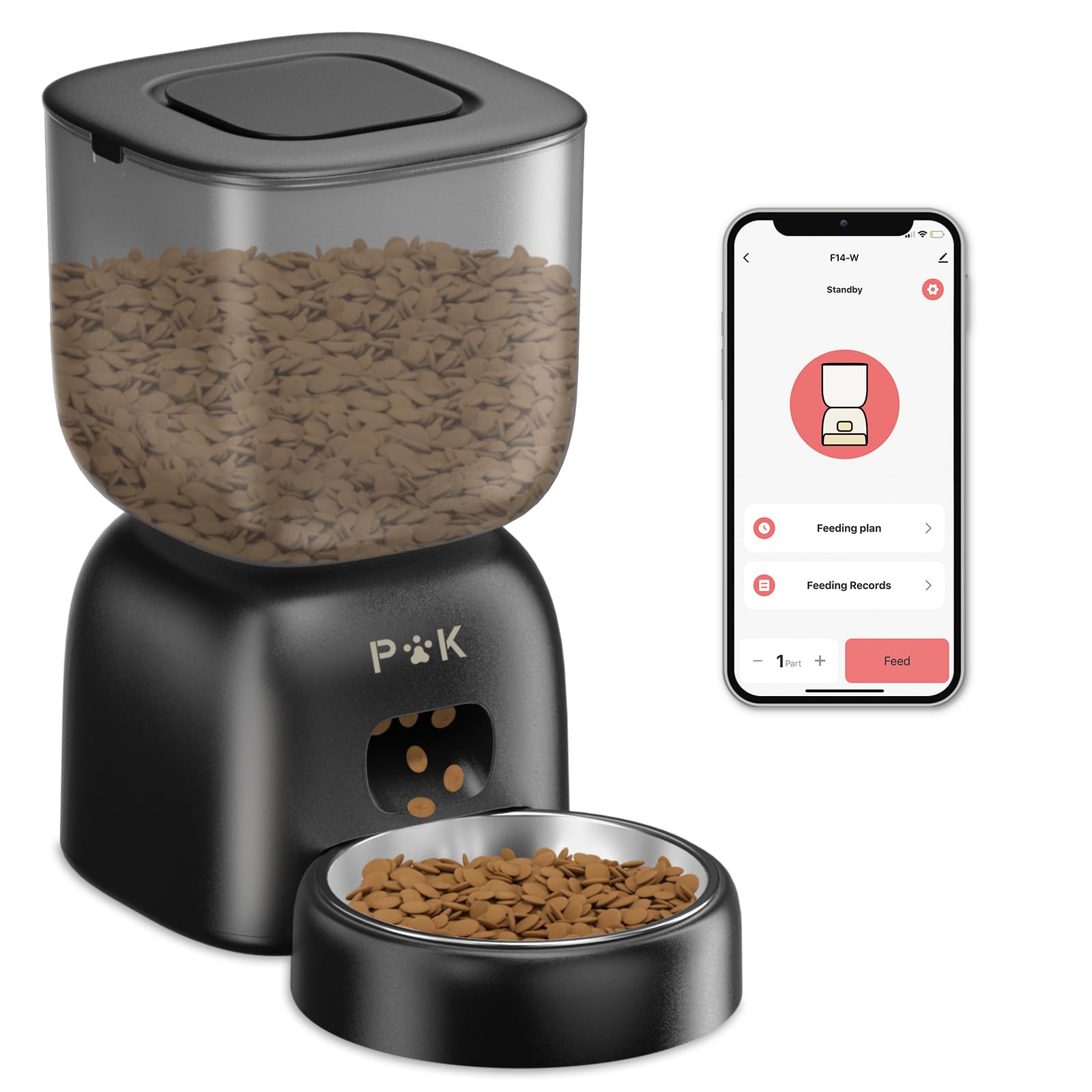 PUPPY KITTY Futterautomat Katze mit WiFi-Steuerung & Edelstahlschüssel – Smart Fütterung