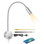 ERWEY LED Wandleuchte Bett mit USB-Ladeanschluss – Dimmbare Leselampe 360° schwenkbar