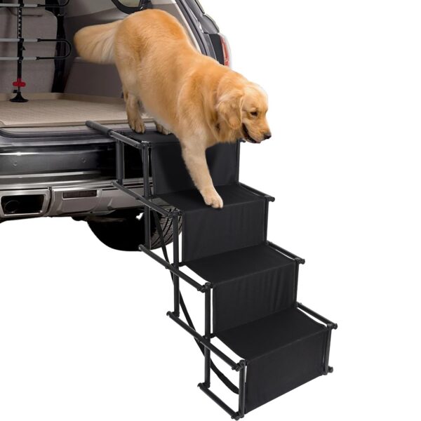 CALIYO Hundetreppe klappbar bis 75 kg – 4-Stufen Einstiegshilfe für Auto, Sofa & Bett