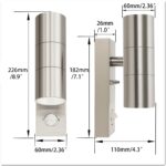 JNR Edelstahl Aussenlampe mit Bewegungsmelder – IP54 Wandleuchte 230V für Eingang & Garten – Bild 2