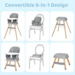 Ezebaby Hochstuhl 6 in 1 mit Holzbeinen – Multifunktionaler Kinderstuhl ab 6 Monate – Bild 6