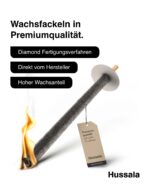 Hussala Diamond Wachsfackeln 50er Set – bis 90 Min Brenndauer mit Holzstab & Tropfschutz – Bild 2