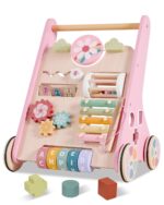 Takeeyce Montessori Lauflernwagen Holz – 8 Spielaktivitäten & Einstellbare Räder ab 10 Monate
