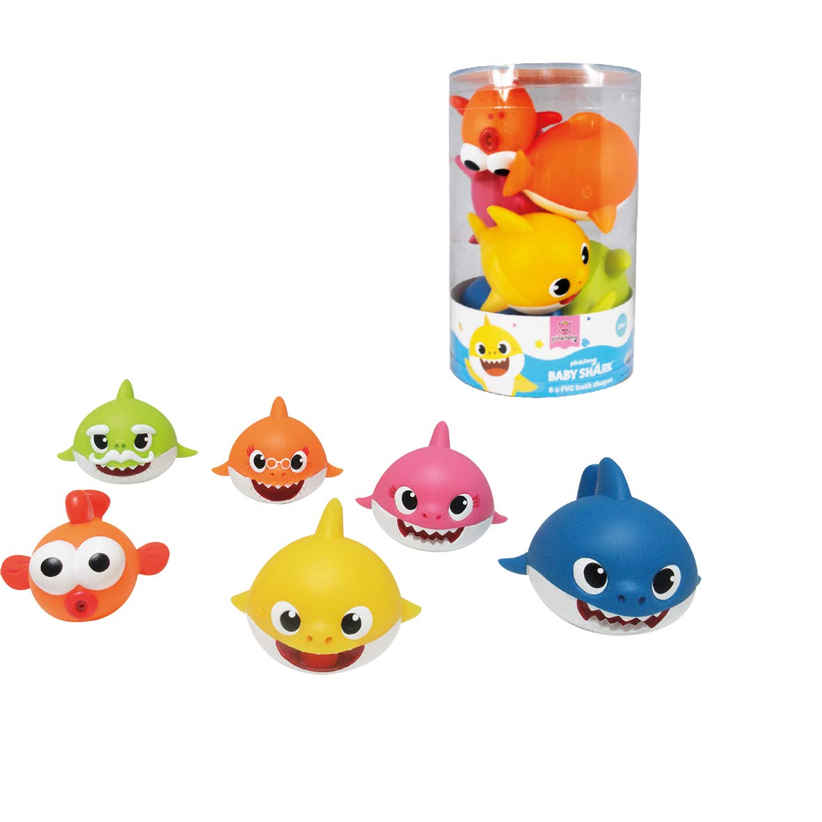 ODS Baby Shark Badespielset 6er – Bunte Wasserspritzer-Figuren für Babys ab 12 Monaten