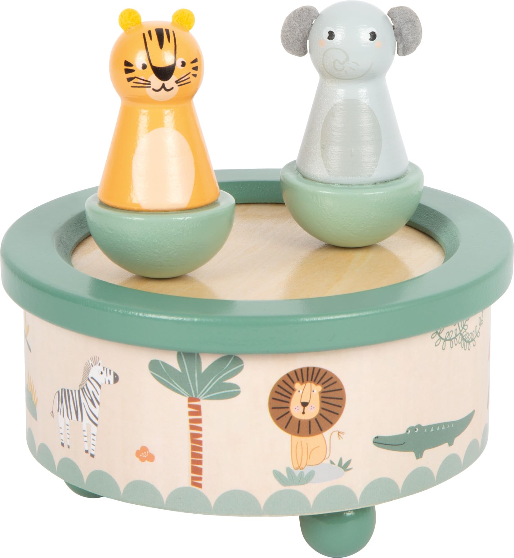 small foot Spieluhr Safari aus FSC-Holz – Musikdose mit Tiger & Elefant ab 2 Jahren