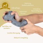 Riolino Kauknochen L Grau – Robustes Hundespielzeug aus Naturkautschuk mit Zahnpflege – Bild 2