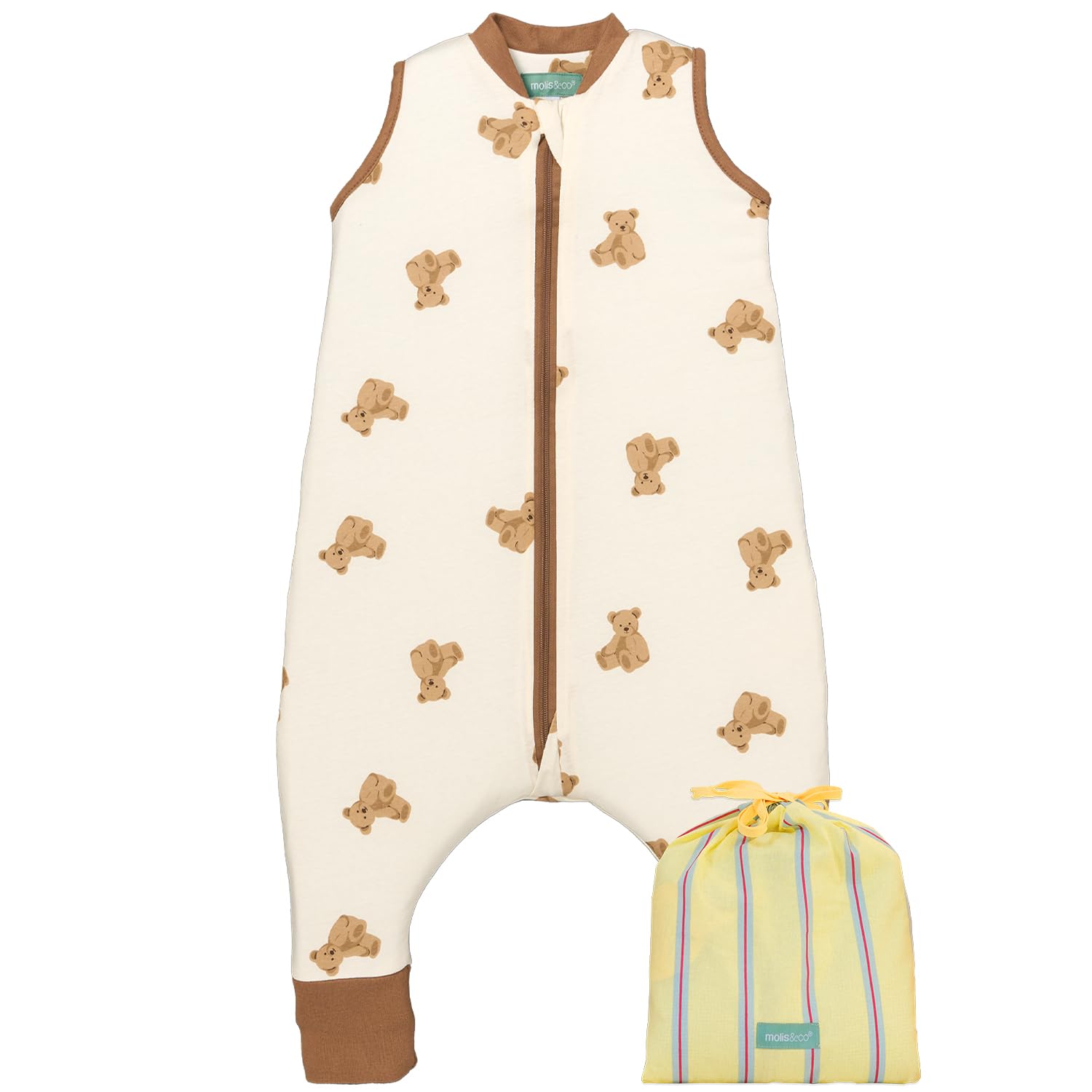 molis&co Babyschlafsack mit Füssen 80 cm – 1 TOG Baumwolle für Frühling & Herbst