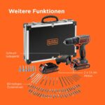 BLACK+DECKER 18V Akku-Bohrschrauber-Set – Komplettpaket mit 2 Akkus, Ladegerät & 80-teiligem Zubehör – Bild 11